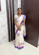 Soft & Smooth Linen Cotton Saree with Florel Print ZF003