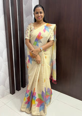 Soft & Lightweight Tissue Cotton Saree with Fancy Digital Prints ZF004