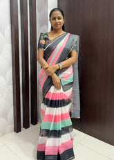 Soft and Crispy Mangalagiri checks inspired Chanderi Cotton Saree ZF007