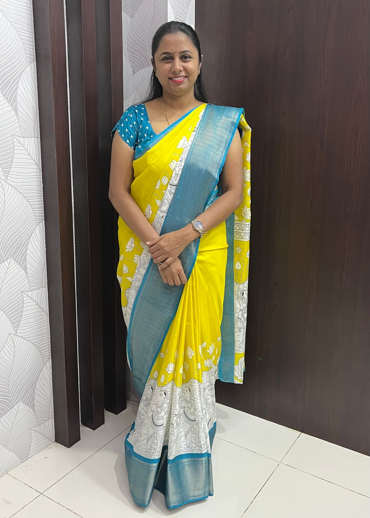 Elegant Dola Silk Saree with Madhubani  Print ZF008