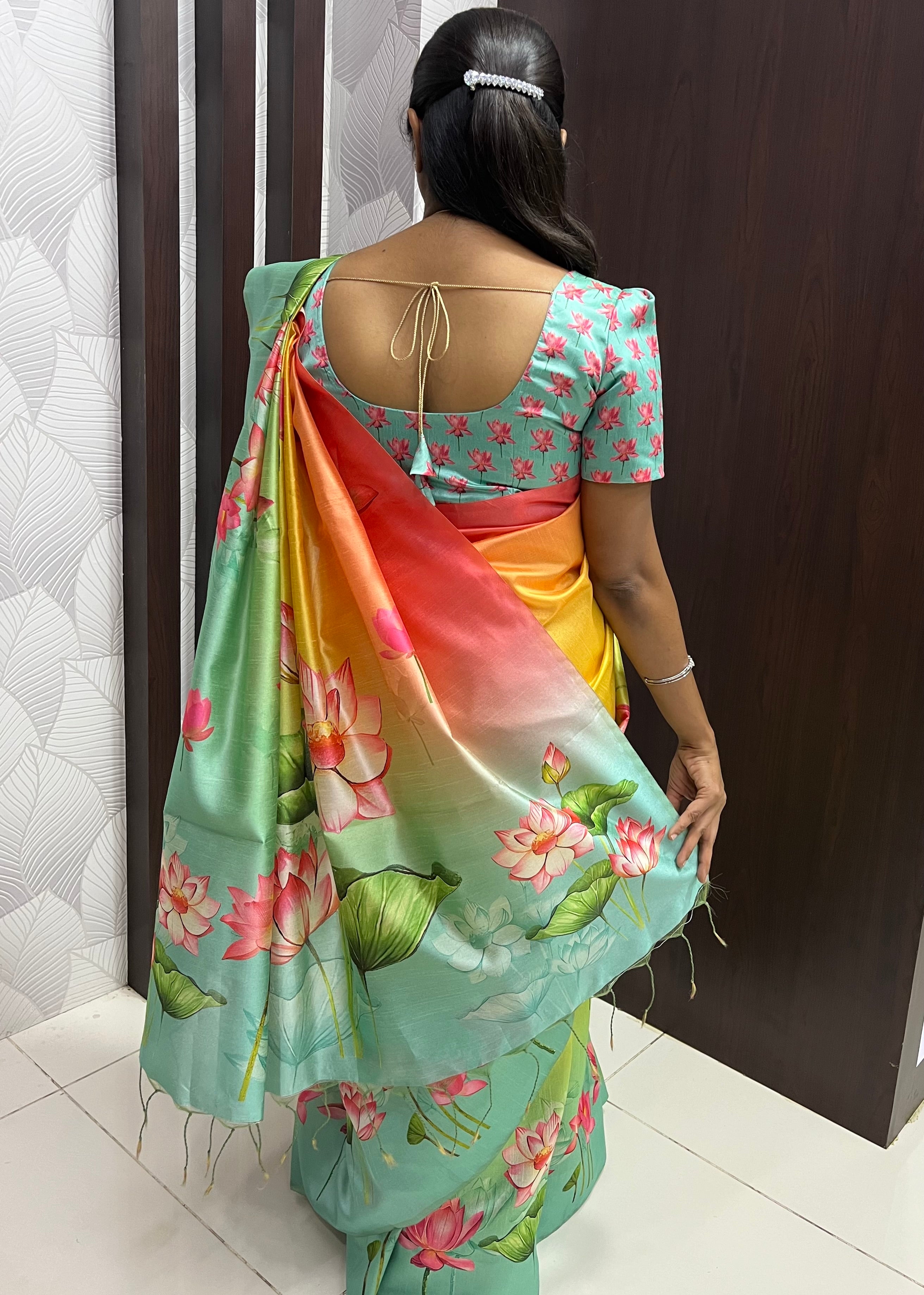 Graceful Tussar Silk Saree with Pichwai Print ZF005