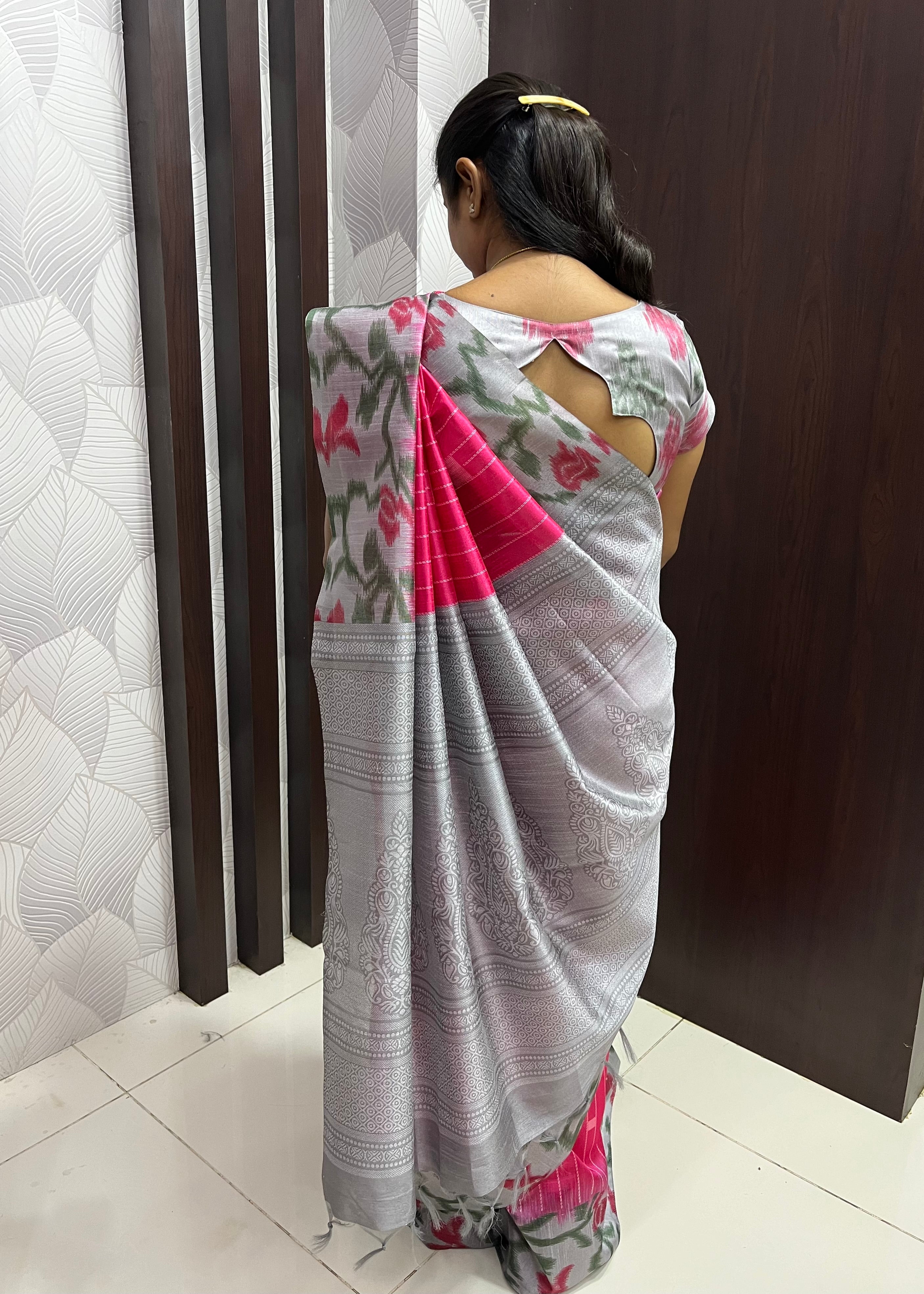 Light Weight Vaira Oosi Style Of Digital Printed Tussar silk ZF006